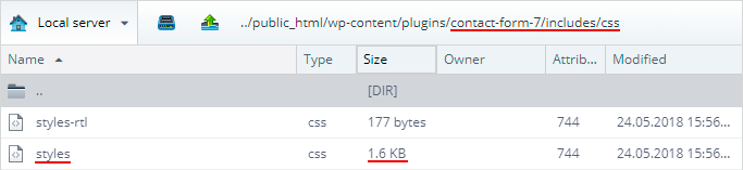 Contact form 7 style file size 1,6kb