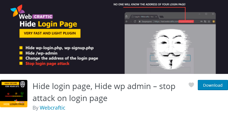 Hide Login Page plugin for WordPress