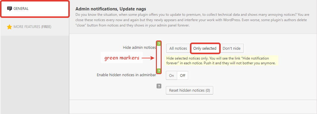 Disable selected notices